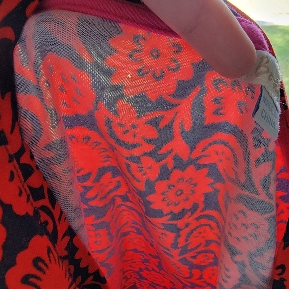 Boden Retro Folk Art Floral Print Long Sleeve Cotton Blend Top US 6 Red Blue - Picture 12 of 14